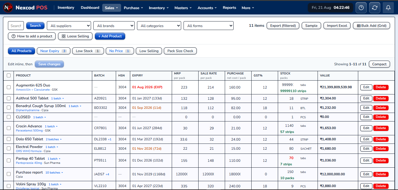 Inventory Management, Nexcod POS
