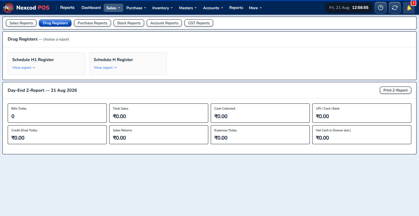 Drug Registers, Nexcod POS